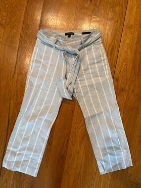 Banana Republic Light Blue Striped Tie-Waist Women’s Linen Pants